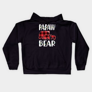 Papaw Bear Red Plaid Christmas Pajama Matching Family Gift Kids Hoodie